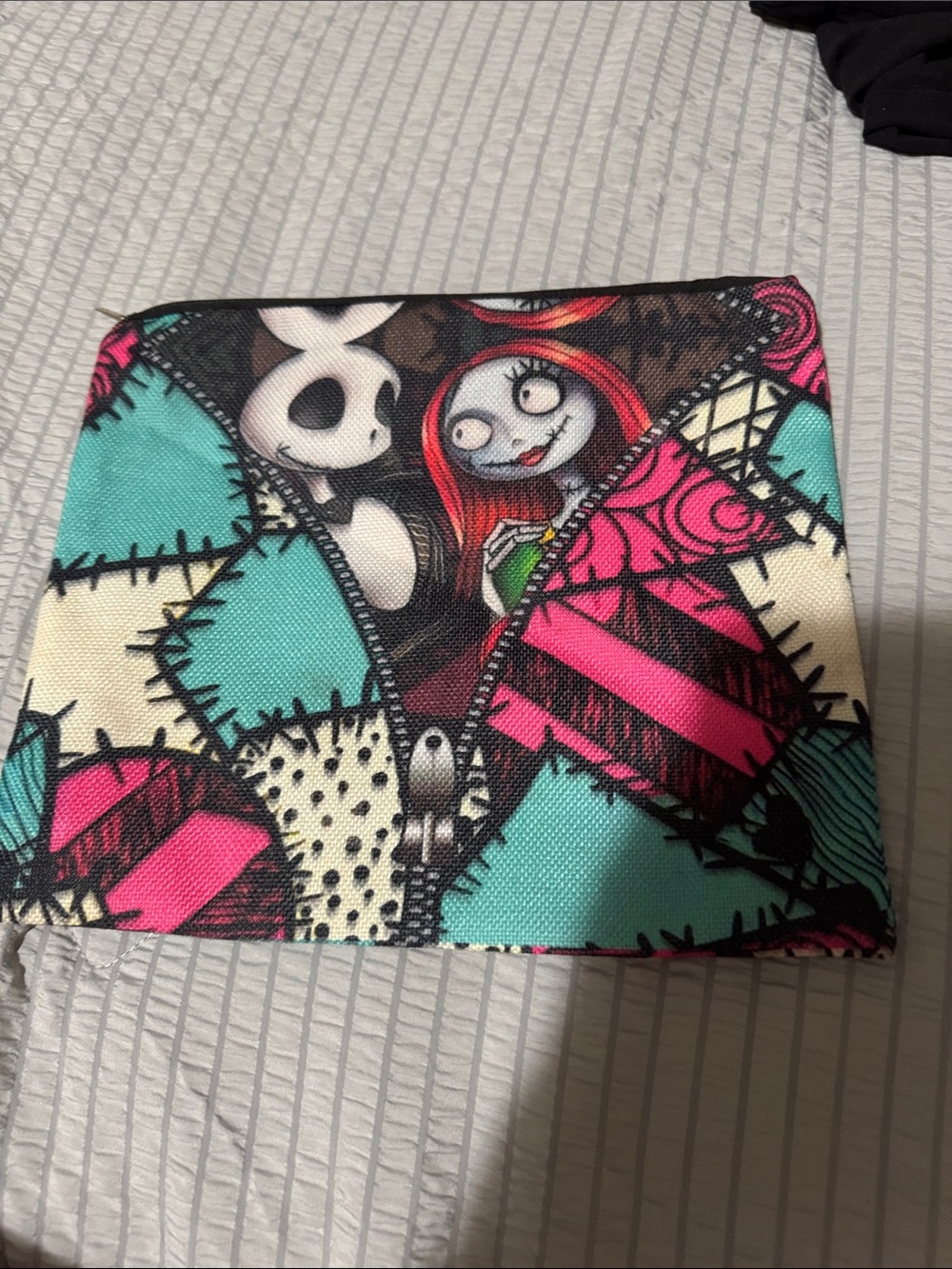 The Nightmare Before Christmas Patchwork Cosmetic Pouch - Teal Pink